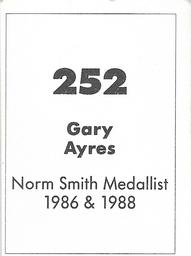 1990 Select AFL Stickers #252 Gary Ayres Back